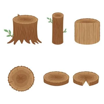 A tree in a cut, color isolated vector illustration in the cartoon style Stock Illustration