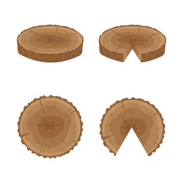 A tree in a cut, color isolated vector illustration in the cartoon style Stock Illustration