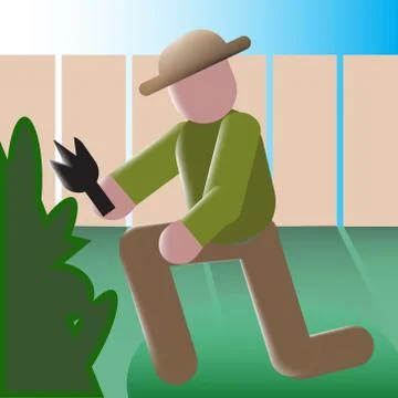 Tree cutting worker symbol Stock Illustration
