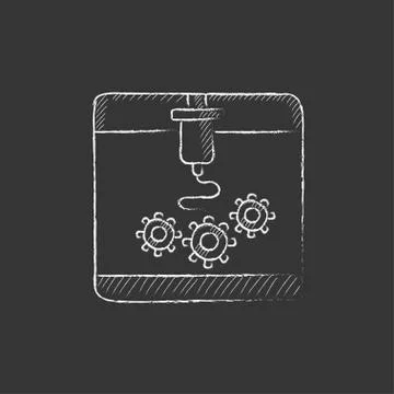 Tree D printing. Drawn in chalk icon イラスト素材