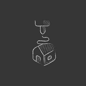 Tree D printing. Drawn in chalk icon イラスト素材