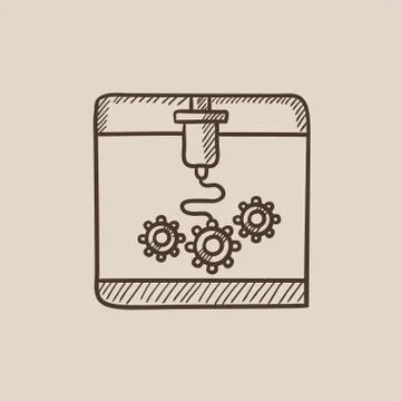 Tree D printing sketch icon Illustrazione stock