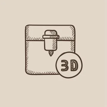 Tree D printing sketch icon Stock Illustration