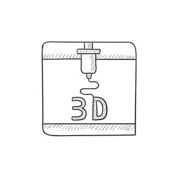 Tree D printing sketch icon 스톡 일러스트
