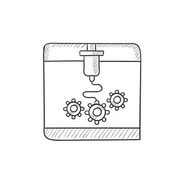 Tree D printing sketch icon Stock Illustration