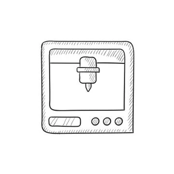 Tree D printing sketch icon Illustrazione stock