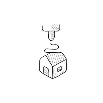 Tree D printing sketch icon Stock Illustration