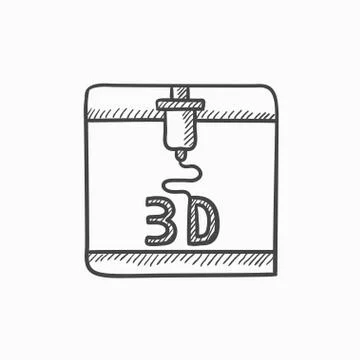 Tree D printing sketch icon 库存插图