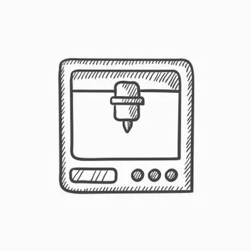 Tree D printing sketch icon Stock Illustration