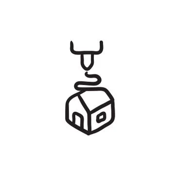 Tree D printing sketch icon Stock Illustration