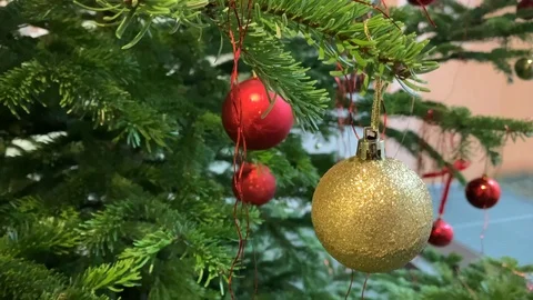 Tree decorated with christmas balls Stock Footage 122295250