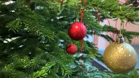 Tree decorated with christmas balls Stock Footage 122363642