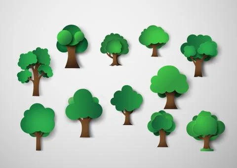 Tree design elements. Stock Illustration