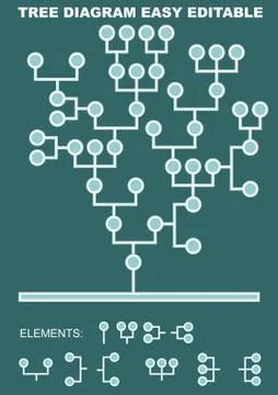 Tree diagram composed of circle elements and white connecting lines. Basic Stock Illustration