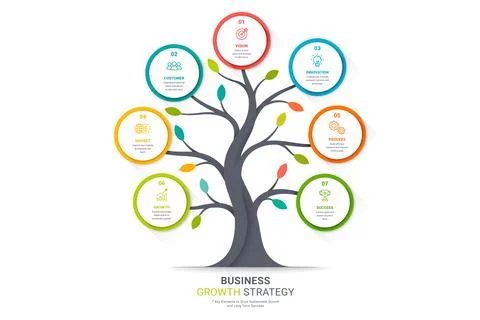 Tree Diagram Infographic Template Background with Business Growth and Miles.. Illustrazione stock