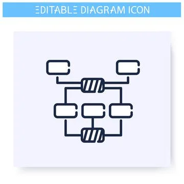 Tree diagram line icon. Editable illustration Illustrazione stock