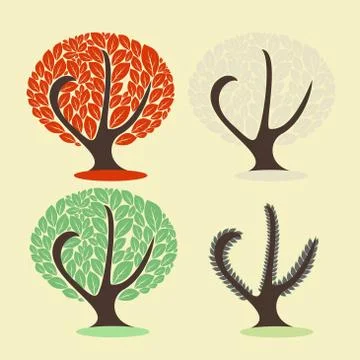 Tree in different seasons Stock Illustration