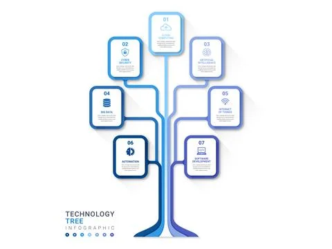Tree Digital Infographic Template Diagram with Geometric Branch Structure V.. Stock Illustration