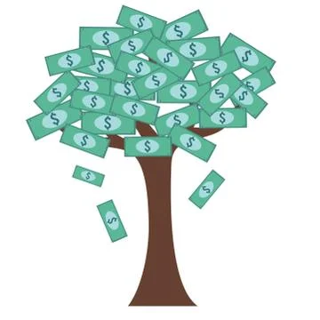 Tree with dollar bills for leaves Stock Illustration