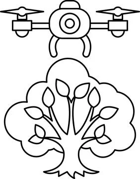 A tree with a drone flying above it Ilustração Stock