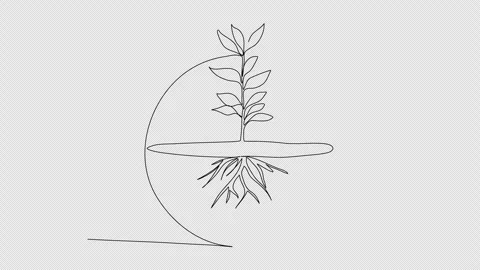 Tree in a drop of water. One line drawing animation with alpha channel. Stock Footage 276912371