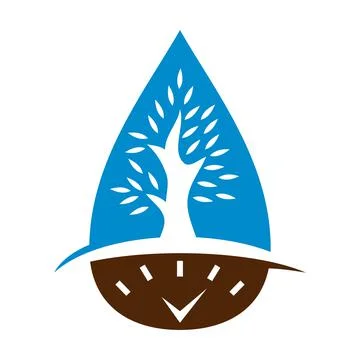Tree drop water time management logo Icon Illustration Brand Identity Ilustración de archivo