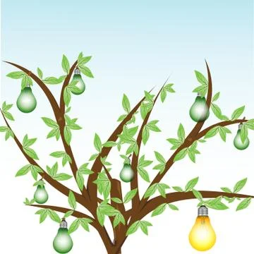 Tree with electrical bulbs Stock Illustration