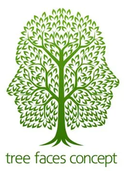 Tree Faces Concept Stock Illustration