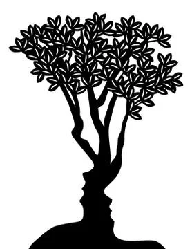 Tree Faces Optical Illusion Concept Stock Illustration