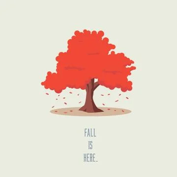Tree in fall or autumn vector landscape. Seasonal symbol with leaves falling Stock Illustration