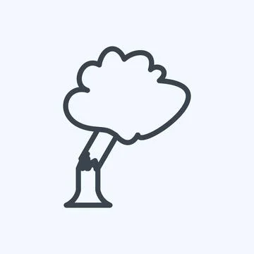 Tree Falling Icon in trendy line style isolated on soft blue background Stock Illustration