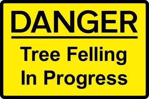 Tree falling in progress danger sign. Stock Illustration