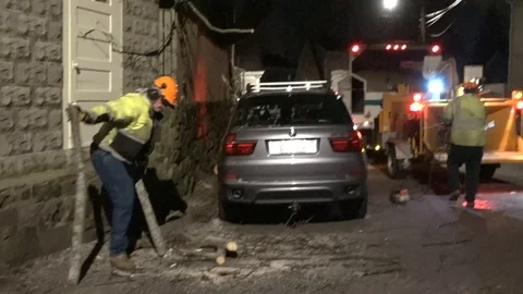 Tree Fell on Car Stock Footage 106833171