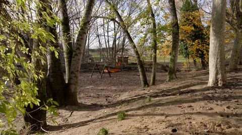 Tree fell on the playground Stock Photos
