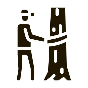 Tree felling icon Vector Glyph Illustration Illustrazione stock