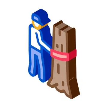Tree felling isometric icon vector illustration Illustrazione stock