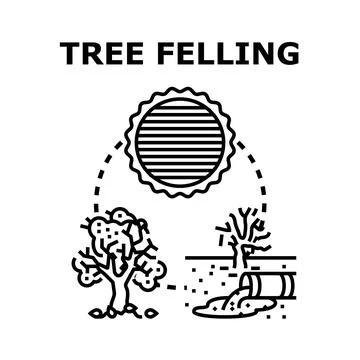 Tree felling logging deforestation industry concept Stock Illustration