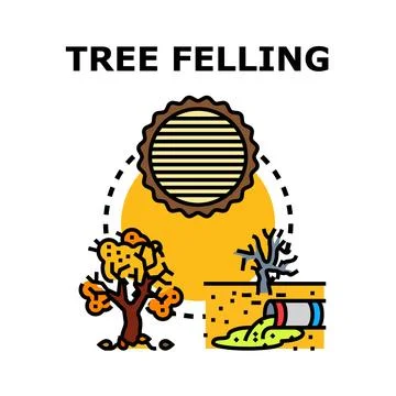 Tree felling logging deforestation industry concept Stock Illustration