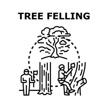 Tree felling logging industry vector concept Stock Illustration