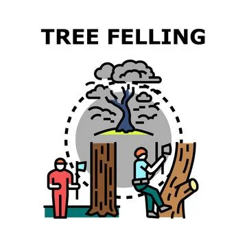 Tree felling logging industry vector concept Stock Illustration