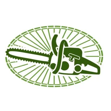 Tree felling services - vector icon with the chainsaw 库存插图