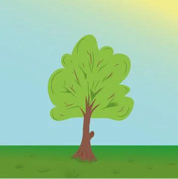 Tree in the field Stock Illustration