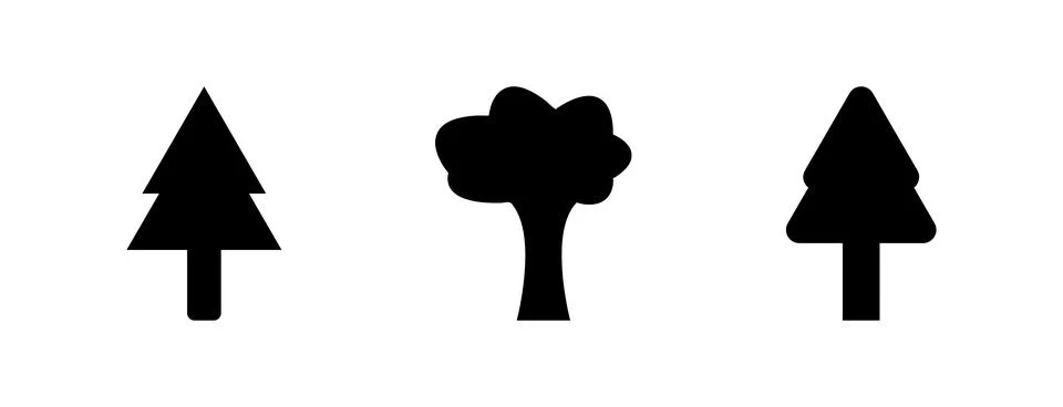 Tree Fill Icon Symbol Vector. Black Glyph Tree Icon Stock Illustration