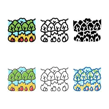 Tree fire color icon vector designs Stock Illustration