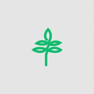 Tree with Five Leaf Symbol Vector Stock Illustration