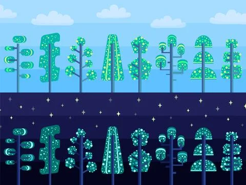 Tree flat forest plant nature cartoon flat trees 2 Stock-Illustration