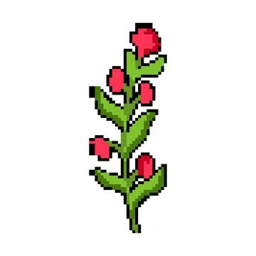 Tree flower branch pixel art vector illustration Stock Illustration