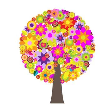 Tree with flowers Stock Illustration