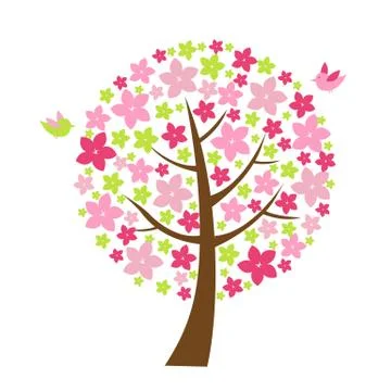 Tree with flowers Stock Illustration