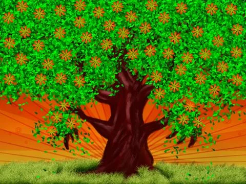 Tree with flowers Stock Illustration